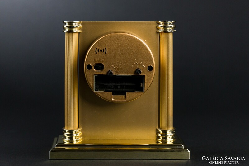 Table clock, gold-plated, alarm clock.