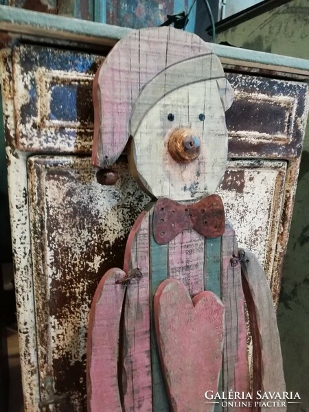 Old toy, decoration, wooden Christmas bear, approx. From the middle of the 20th century, with beautiful original painting