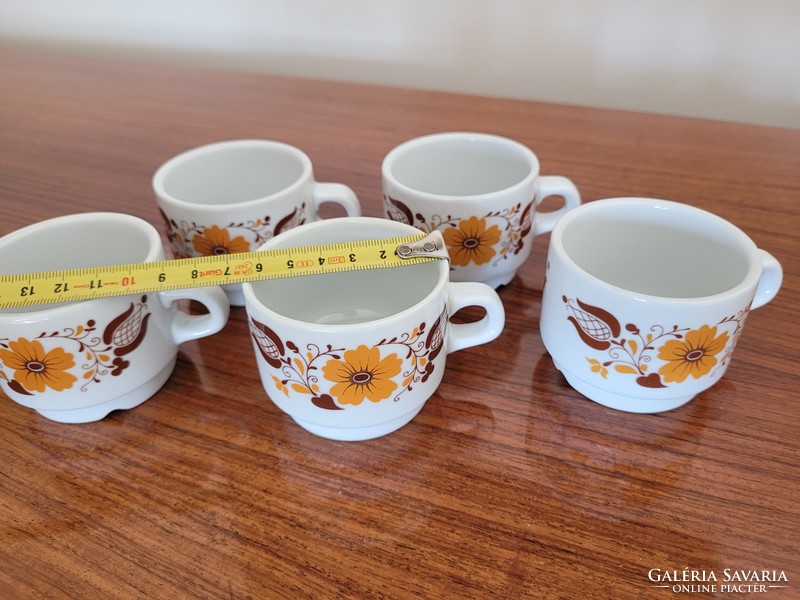 Retro Alföldi porcelán kávés csésze régi virágos mokkás bögre 5 db