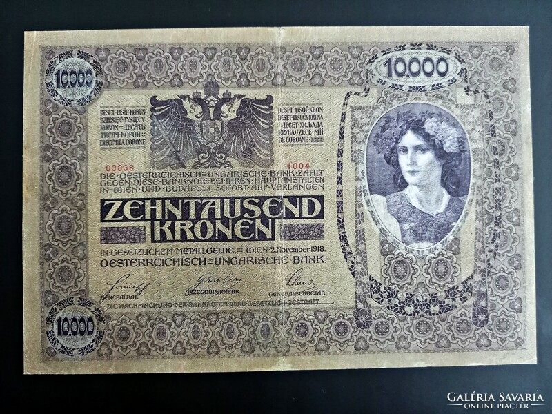 10000 korona 1918, restaurált, Magyarország felülbélyegzéssel