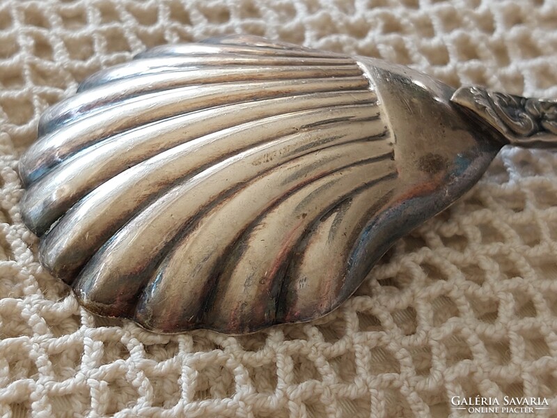 Régi cukros kanál Wellner alpakka kagyló alakú teáskanál