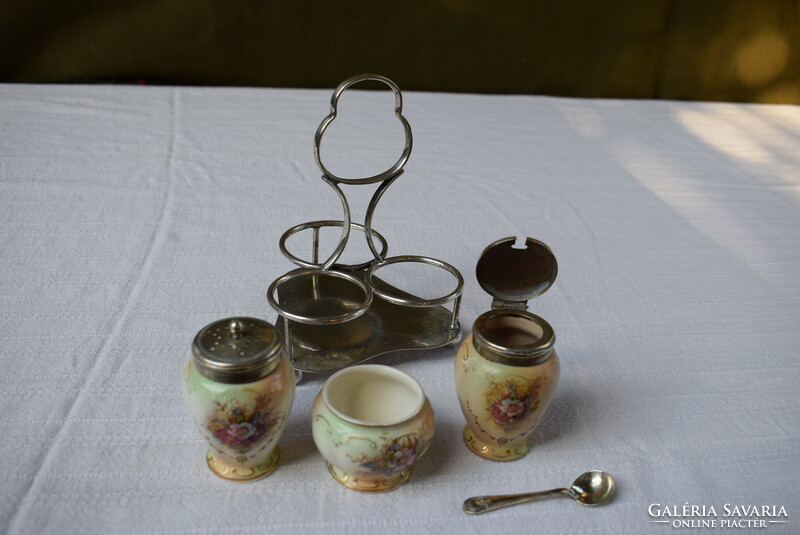 Antique English faience table spice holder
