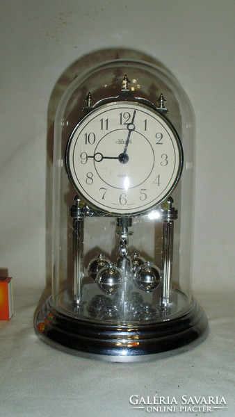 Retro silver table clock with hermle inscription - battery operated, German, plastic - works