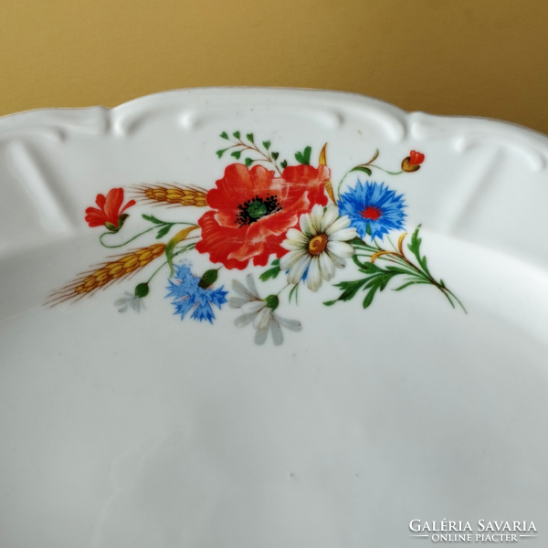 Discounted! Beautiful antique poppy, cornflower patterned Bavarian porcelain large steak and meat serving bowl