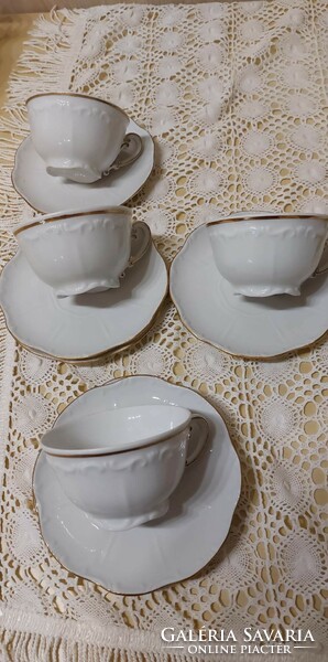 Zsolnay baroque teacups, gold edge, plate