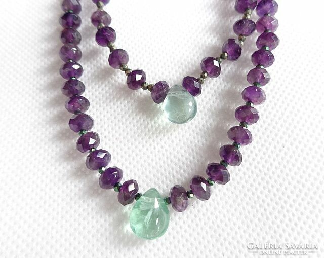 Amethyst fluorite necklace and bracelet