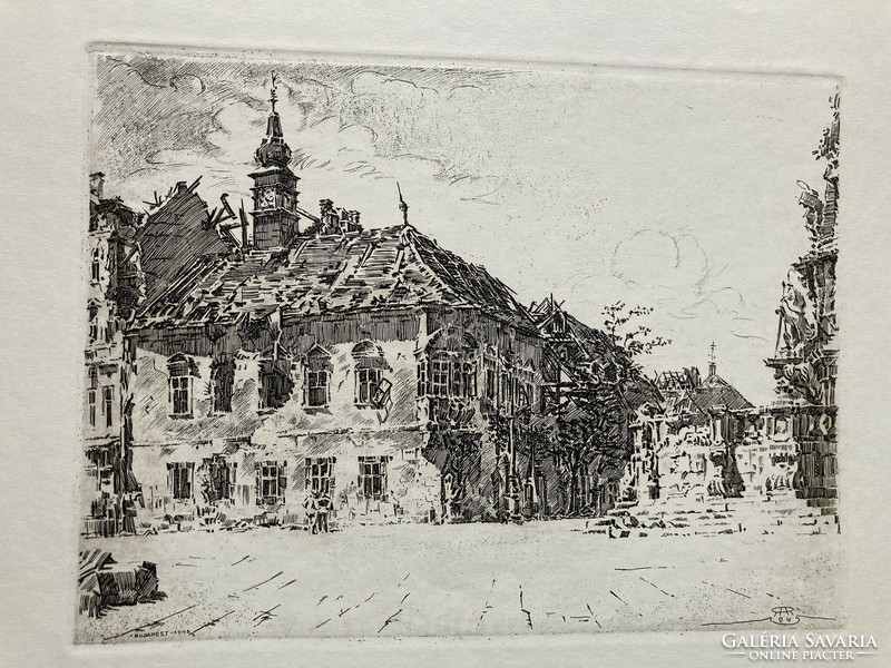 Richter aladár of Rimaszéki /1898-1950/ --budapest 1945-etching