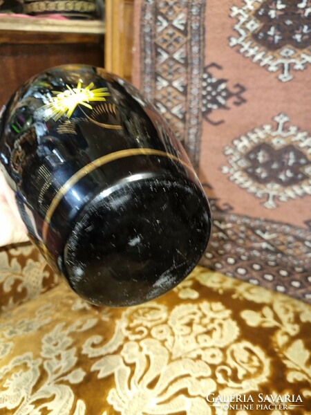 Old black glass vase