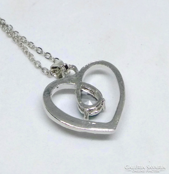 Silver-plated necklace, heart-shaped mystical topaz with stone pendant 230