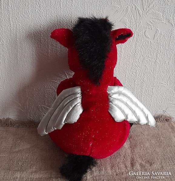 Red dragon-donkey plush figure 40 cm