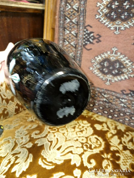 Old black glass vase