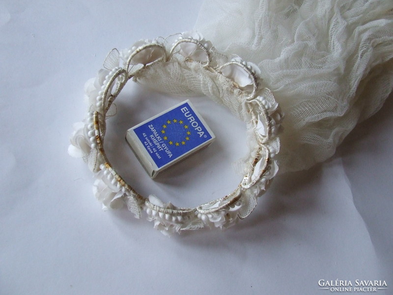 Antique small tiny mini bridesmaid headdress with veil for wedding or baptism, myrtle, tiara