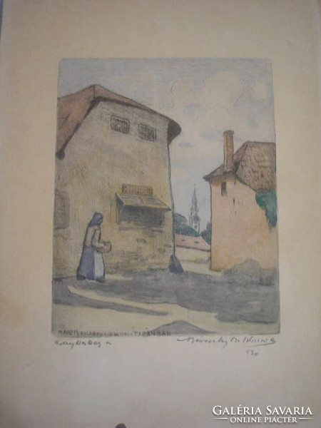 Tabán, indicated at the bottom by the painter Vilmos Bereczky - color etching, rarity 1931, - 31 x 23 cm.