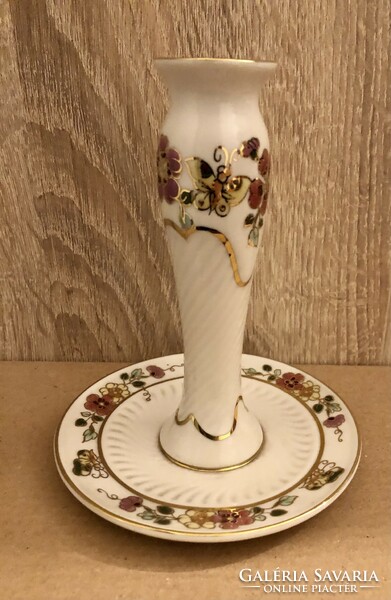 Zsolnay candle holder, butterfly pattern