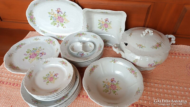 Zsolnay tableware with a peony pattern