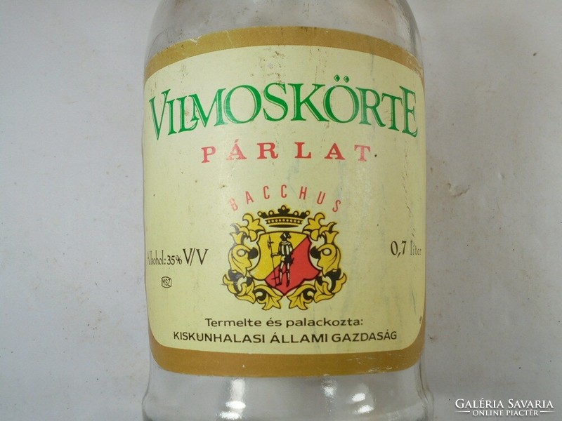 Retro Vilmoskörte párlat Bacchus ital üveg palack - Kiskunhalasi Állami Gazdaság - 1980-as évek