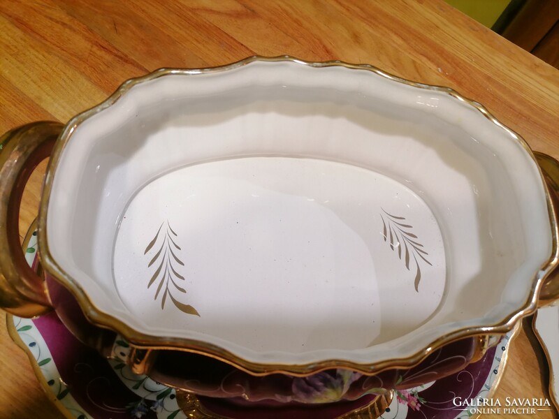 Majolica soup bowl with saucer tray