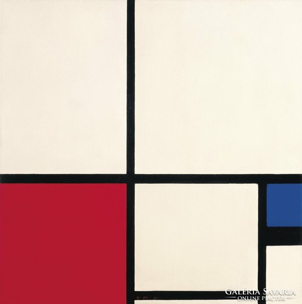 Mondrian - Piros, kék kompozíció - 1931 - vakrámás vászon reprint
