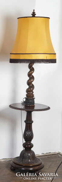 Carved wooden floor lamp - with twisted body