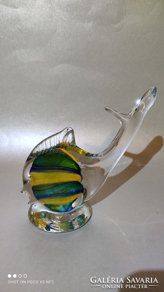 Marked Finnish glass fish sculpture
