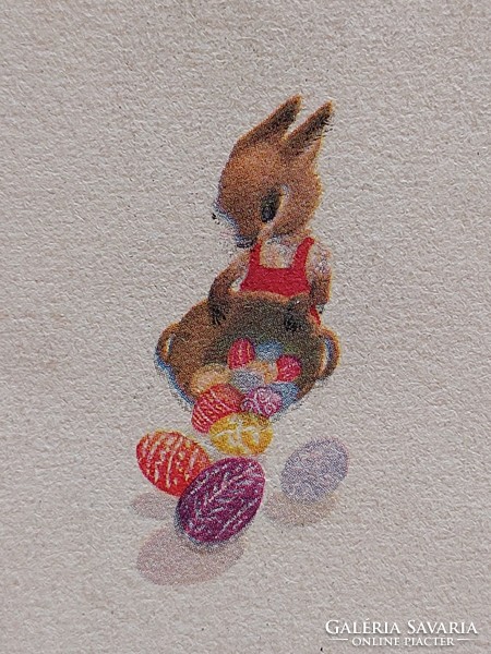 Régi húsvéti mini képeslap nyuszis levelezőlap üdvözlőkártya