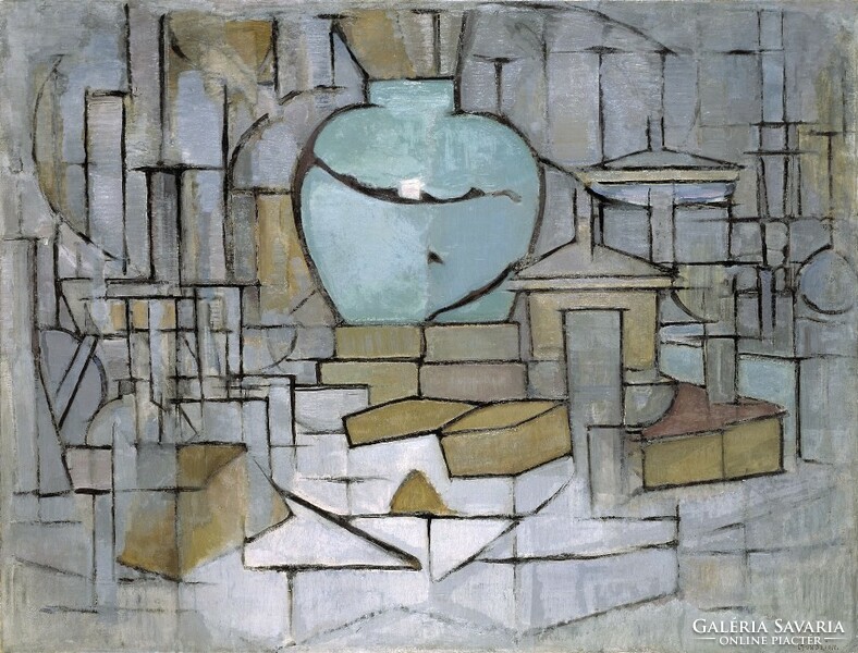 Mondrian - Csendélet gyömbéres üvegcsével - vászon reprint