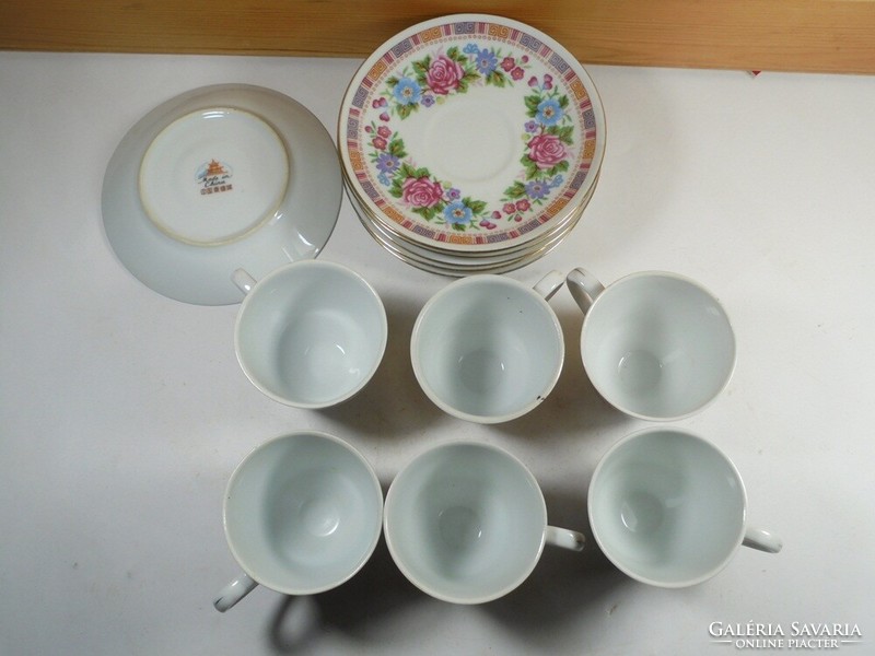 Régi keleti porcelán - virág mintás -  teáskészlet kávéskészlet tea kávé készlet- 6 személyes 12 db