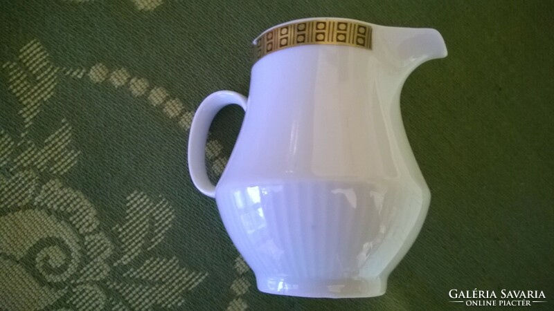 Retro white milk jug with gold rim, still with East German mark, flawless