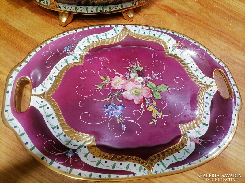 Majolica soup bowl with saucer tray