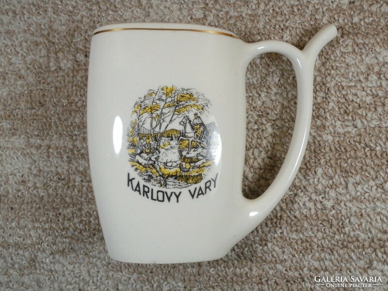 Retro régi jelzett porcelán bögre kúrapohár kúra pohár - Karlovy Vary gyógyfürdő emlék