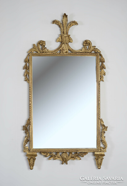 Gilded wooden mirror - decorated with acanthus leaves on top