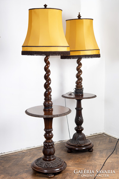 Carved wooden floor lamp - with twisted body