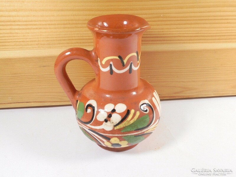 Retro old marked folk folk art glazed painted ceramic jug jug - folk motif