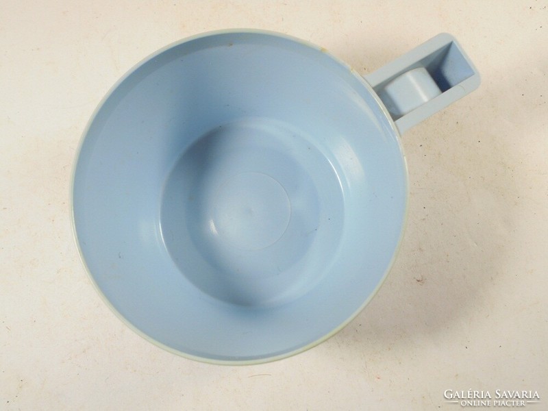 Retro jelzett kék műanyag bögre csésze kávés teás - gyártó: Háziipar Pécs