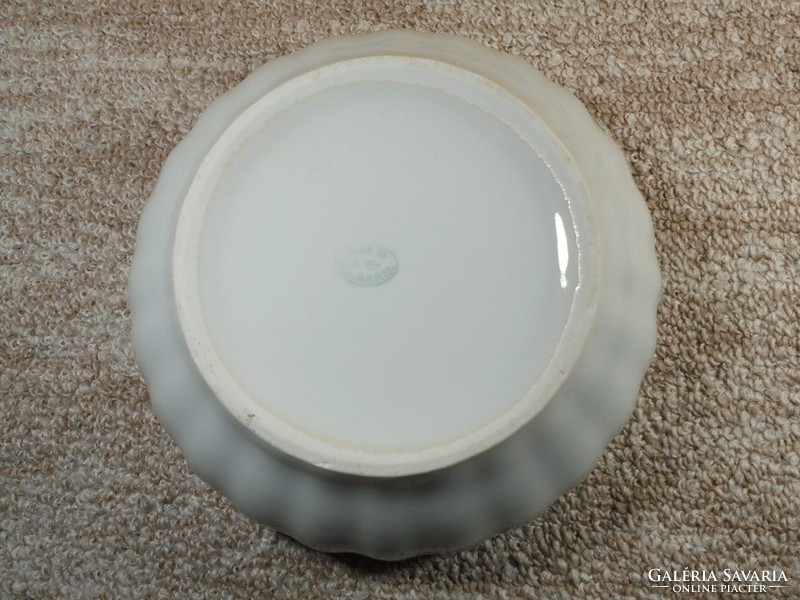 Antique old marked white porcelain convex fruit bowl dish - Bulgaria Bulgarian made