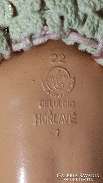 Antik Horlave jelzett celluloid baba láb hiányzik
