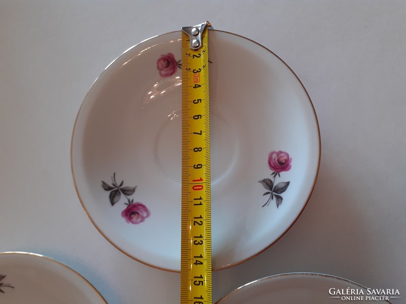 Old lowland porcelain saucer with rose pattern 3 pcs