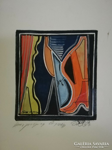 Concert abstract ink colored pastel watercolor without frame