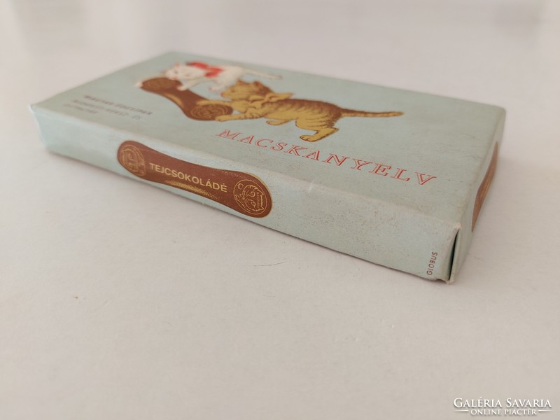 Régi csokis doboz Macskanyelv tejcsokoládé Budapesti Keksz- és Ostyagyár