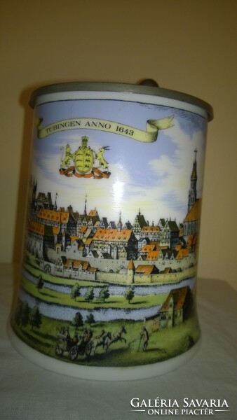 Csatalscenet-porcelain beer krigli-beer mug, cityscape kaiser flawless, also as a gift
