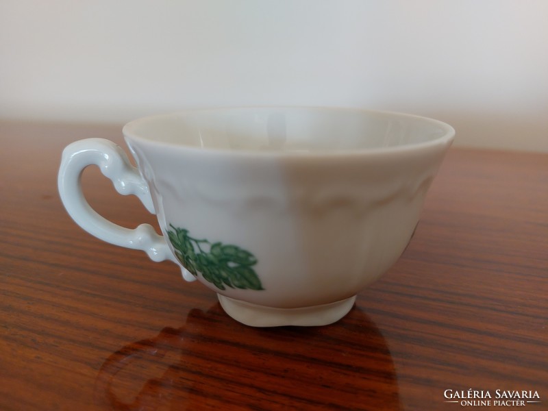 Régi Zsolnay porcelán kávés csésze barokk zöld szőlőmintás mokkás 1 db