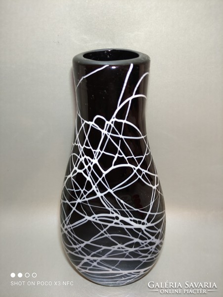 Cseh Bohemia black art glass vase művész üveg váza 1910 - ből