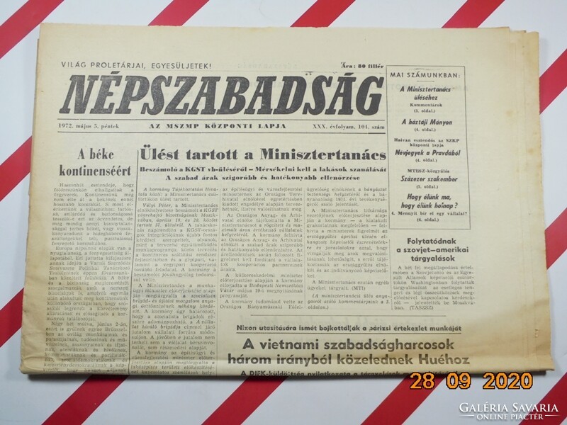 Régi retro újság - Népszabadság - 1972 május 5. - XXX. évfolyam 104. szám Születésnapra