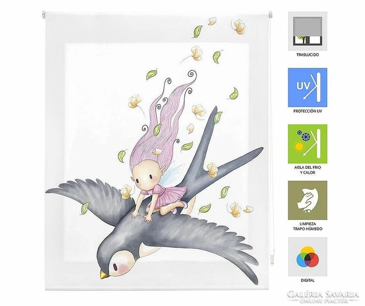 New! Digitally printed roller blind / little girl bird on back 140x180 cm