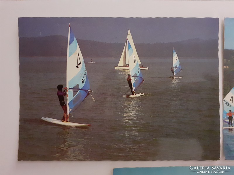 Retro postcard Balaton surf photo postcard 3 pcs