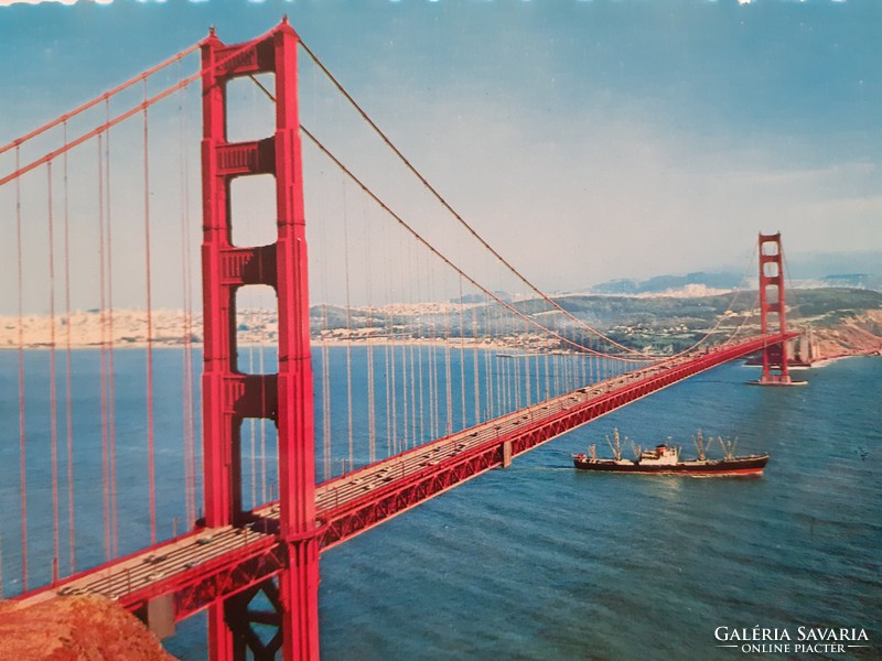 Old postcard San Francisco Golden Gate Bridge photo postcard