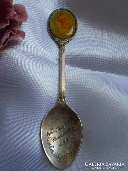 Angelic English silver-plated spoon, christening spoon.