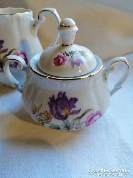 Veb thriptis Polish porcelain sugar bowl and cream pourer