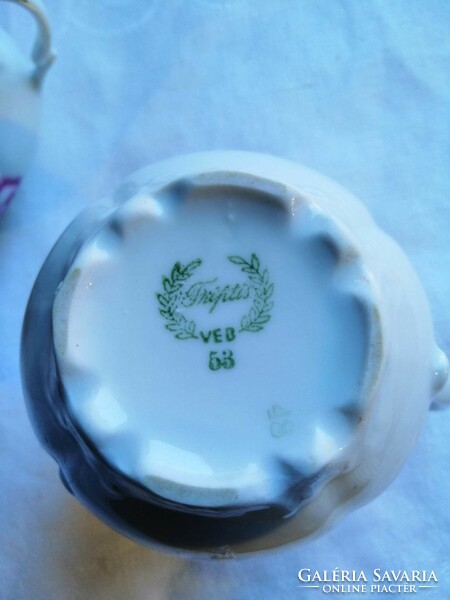 Veb thriptis Polish porcelain sugar bowl and cream pourer
