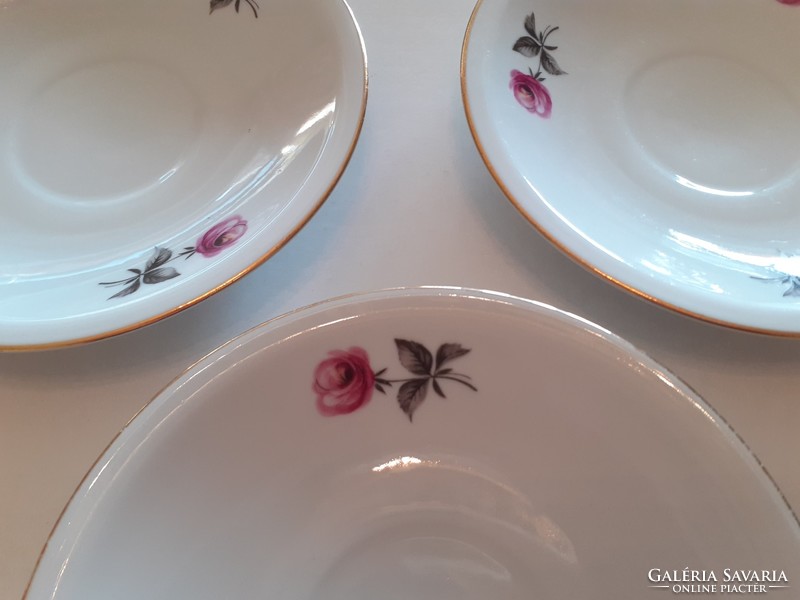 Old lowland porcelain saucer with rose pattern 3 pcs